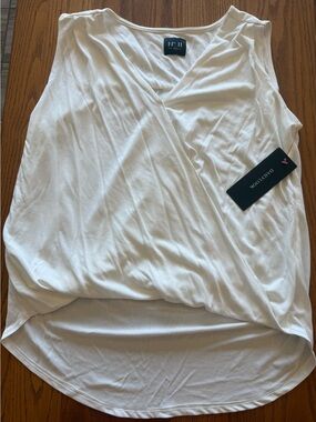 White Sleeveless Faux-Wrap Blouse